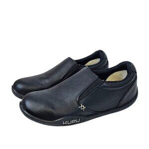 KURU Womens Kivi Black Leather Slip On Shoes, Arch Support, Comfort, Size 8 Wide